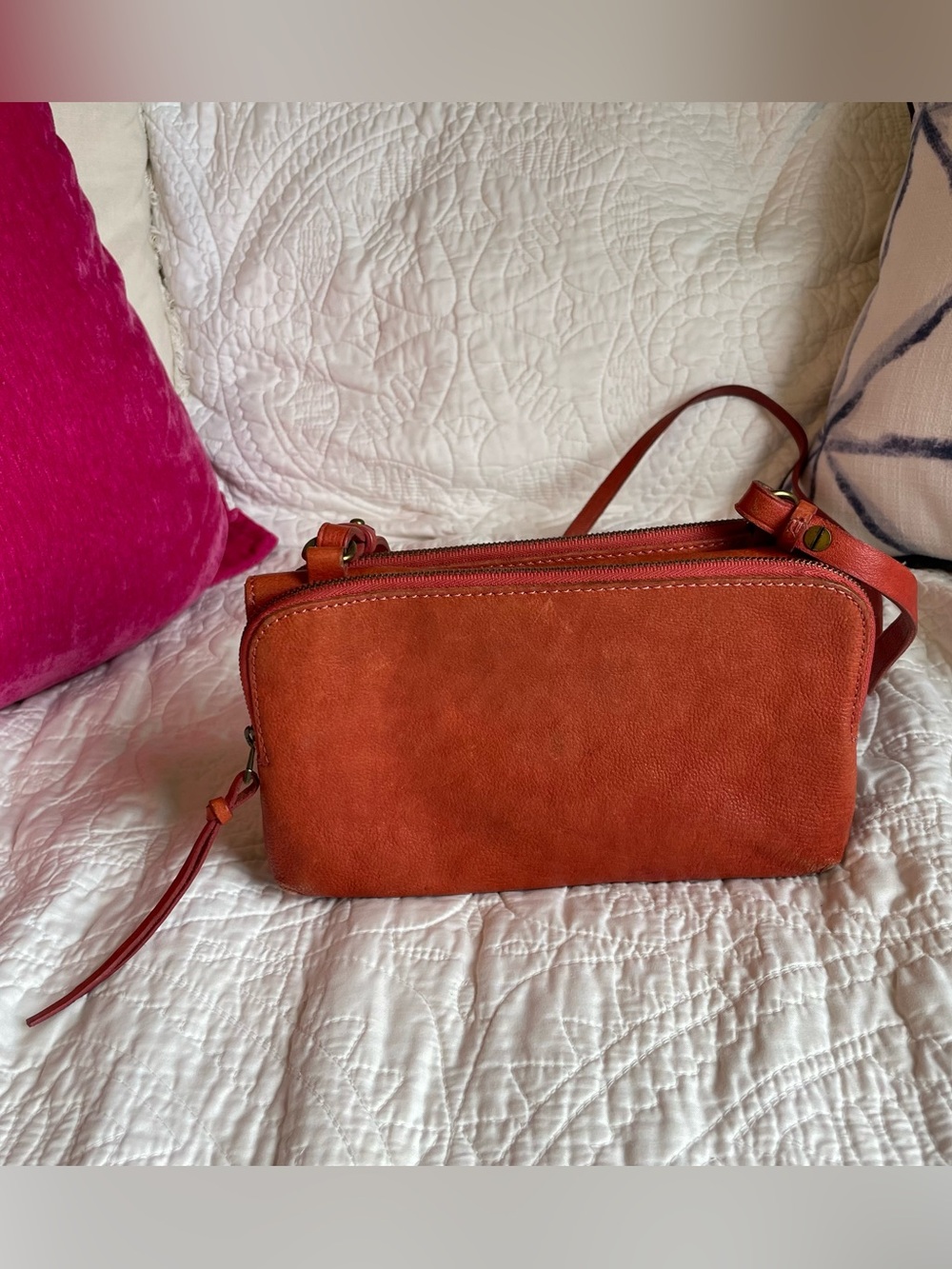 Madewell Burnt Orange Leather Crossbody Bag